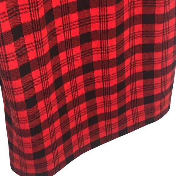 Talbots Dress Womens XS Red Black Plaid Knit Sheath Zipper Shoulder Christmas - Picture 15 of 16